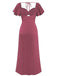 1930s Heart Neck Ruffled Sleeve Satin Dress