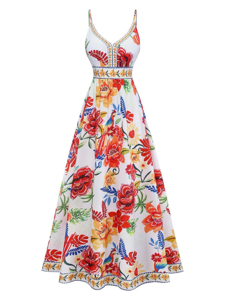 PAT 1950s Print Spaghetti Strap Maxi Dress, vintage dress, retro fashion, rockabilly, pin-up fashion - perfect for women who love vintage and retro fashion