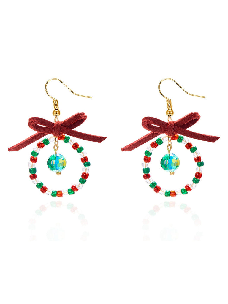 Vintage Bow Gemstone Beaded Earrings