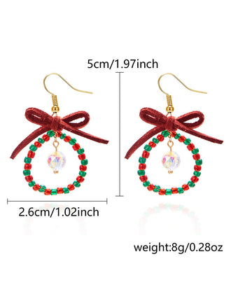 Vintage Bow Gemstone Beaded Earrings