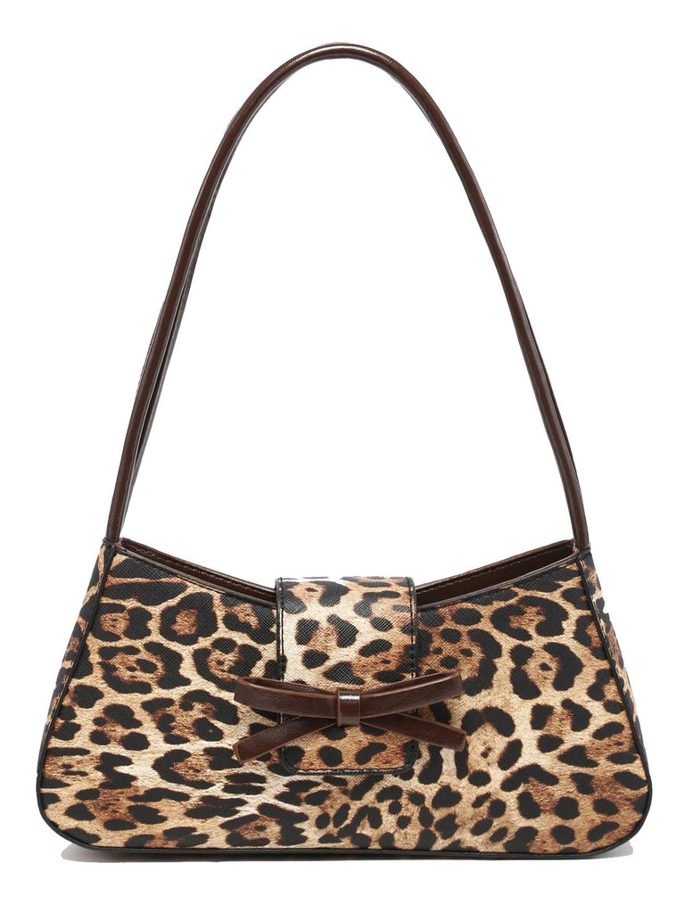 Vintage Leather Bow Baguette Bag