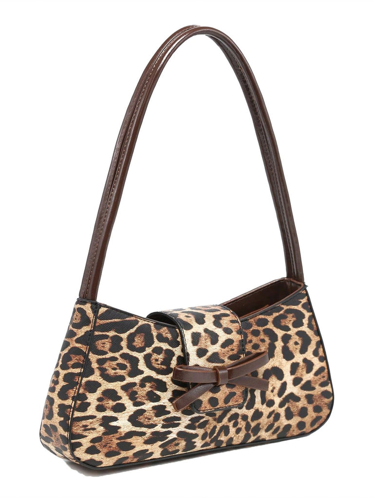 Vintage Leather Bow Baguette Bag