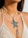 Conch Starfish Pendant Leather Cord Necklace