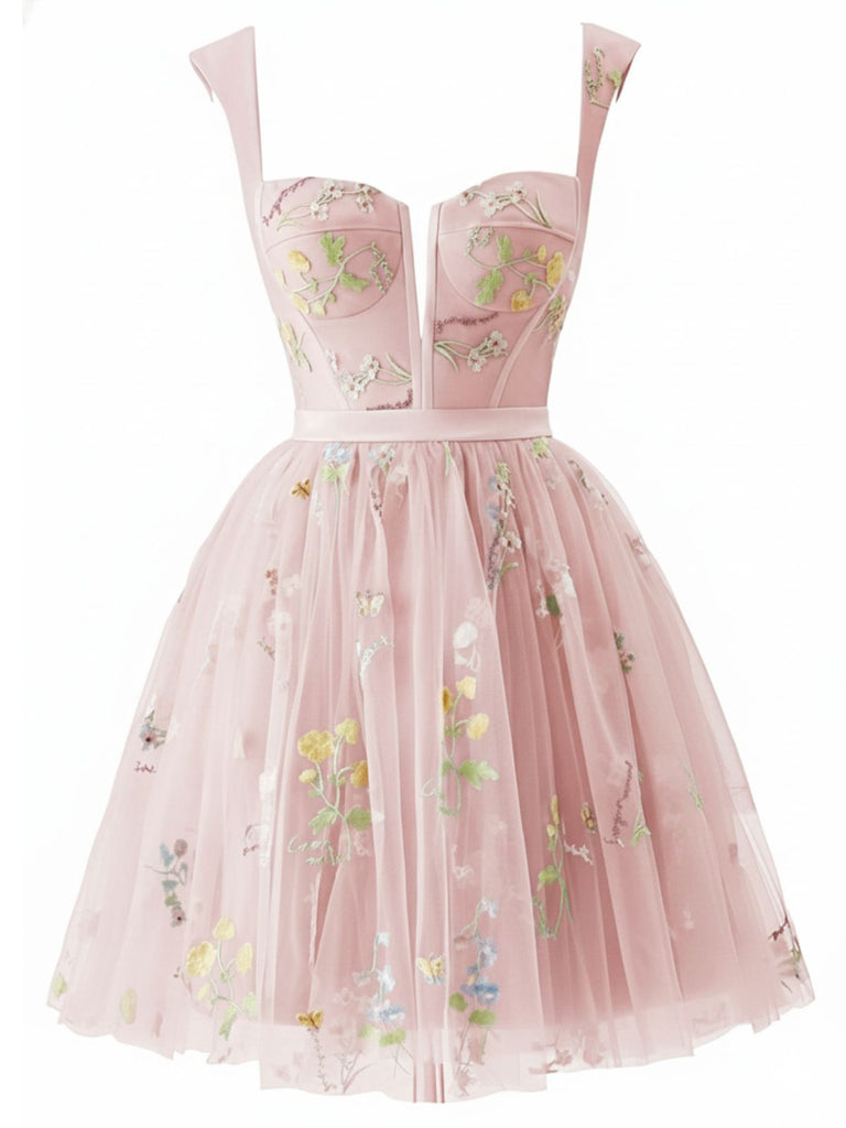 1970s Embroidered Floral Lace Mini Dress