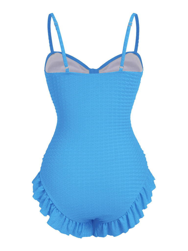Pale 1950s Solid Ruched Swimsuit — because 1950s glamour never goes out of style