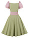 Pale Green 1950s Contrast Puff Sleeves Dress, vintage dress, retro fashion, rockabilly, pin-up fashion - perfect for women who love vintage and retro fashion