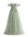 Pale Green 1930s Floral Mesh Off-Shoulder Swing Dress - vintage dress, retro fashion, rockabilly, pin-up fashion for vintage lovers