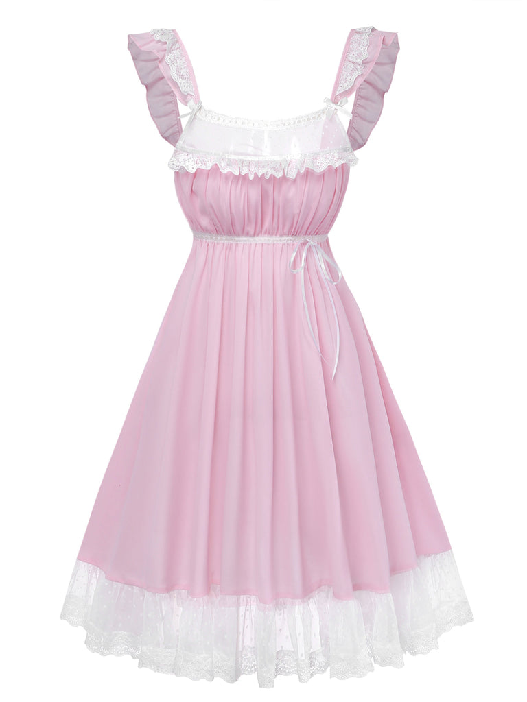 [Pre-Sale] Pale Pink 1950s Lace Bow Tulle Nightgown 7