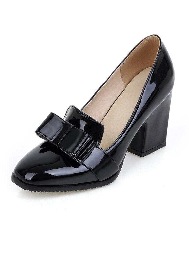 Patent Leather Bow Shiny High Heels: timeless vintage elegance she makes her own