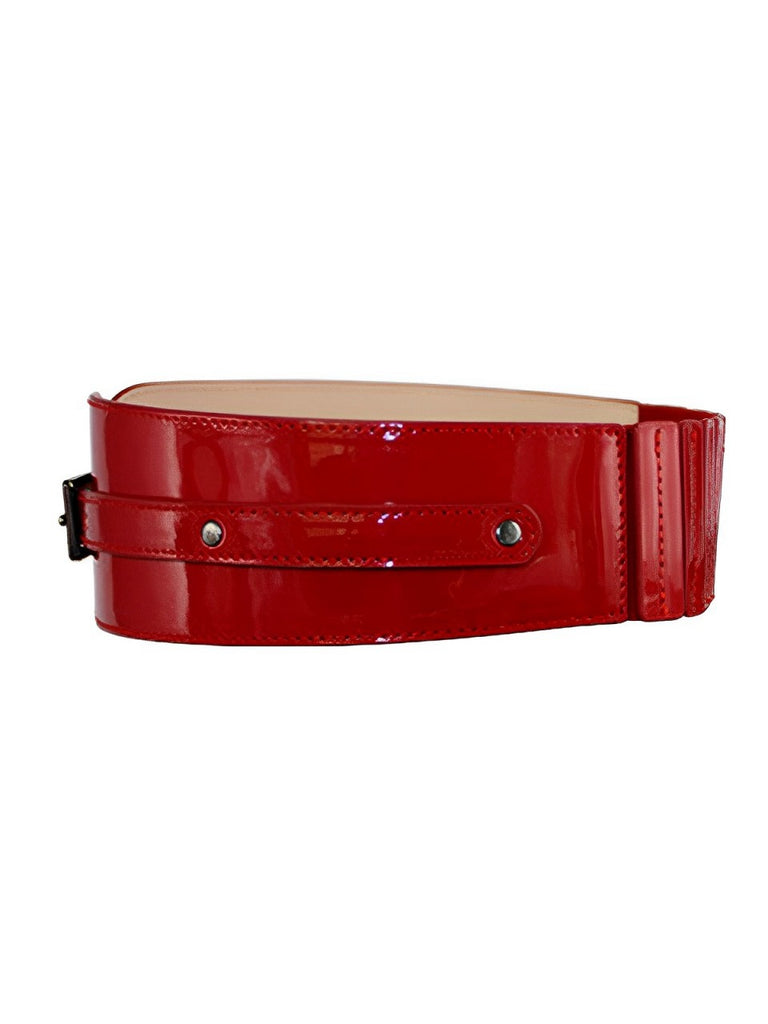 Patent Leather Buckle Vintage Wide Belt - vintage fashion, retro style