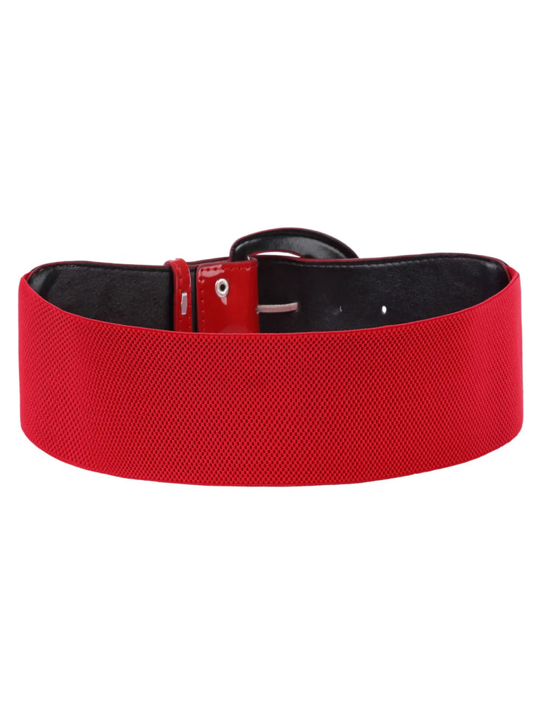 Patent Leather Elastic Buckle Vintage Belt - vintage fashion, retro style