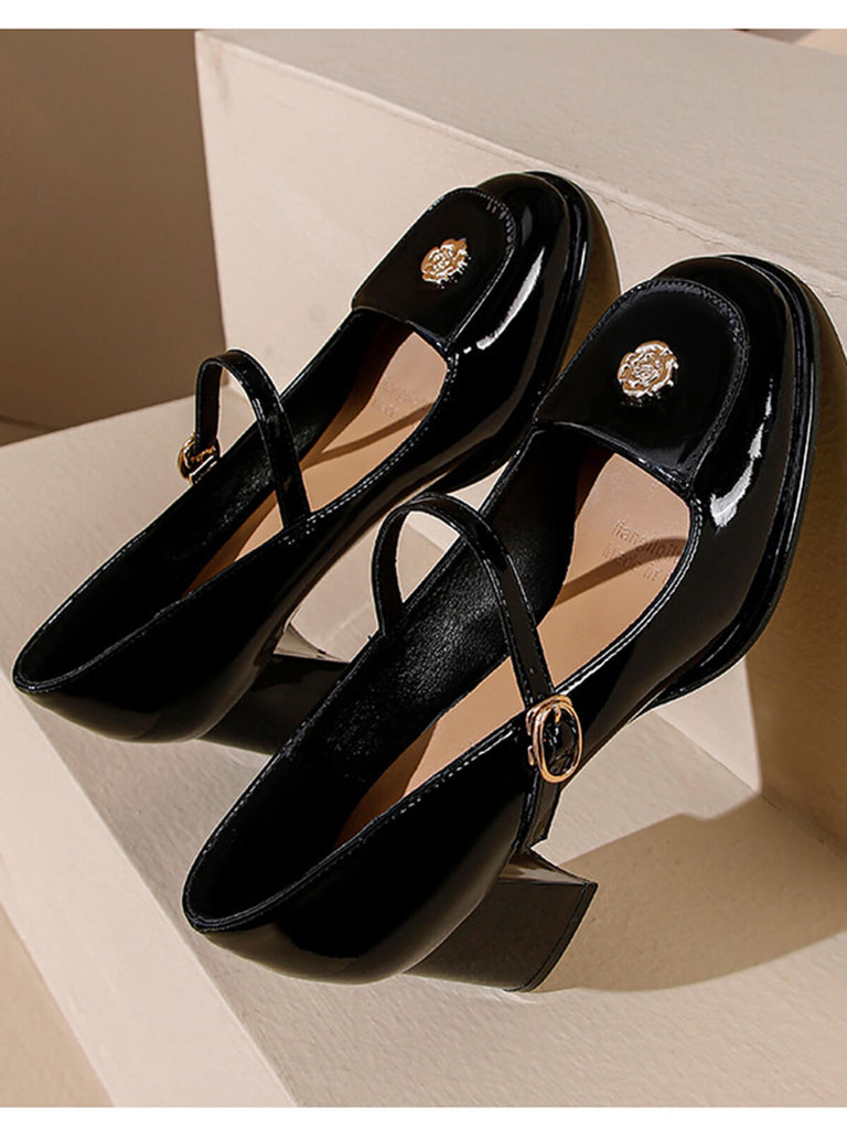 Patent Leather Mary Jane Thick Heel Shoes: timeless vintage elegance she makes her own
