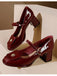 This Patent Leather Mary Jane Thick Heel Shoes whispers vintage secrets to those who notice