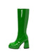 Patent Leather Round Toe Solid High Heel Boots, vintage fashion, retro style - perfect for women who love vintage and retro fashion
