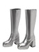 Patent Leather Round Toe Solid High Heel Boots — vintage style that transcends decades