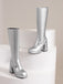 Patent Leather Round Toe Solid High Heel Boots, vintage fashion, retro style, classic design, women, elegant