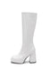 Patent Leather Round Toe Solid High Heel Boots, vintage fashion, retro style - perfect for women who love vintage and retro fashion