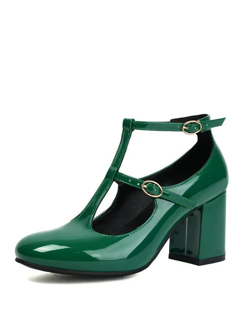 Patent T-Strap High Heel Pumps - vintage shoes, retro heels