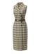 Pea Green 1960s Lapel Buttoned Tartan Dress - vintage dress, retro fashion