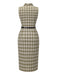 Pea Green 1960s Lapel Buttoned Tartan Dress - vintage dress, retro fashion