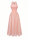 Peach 1940s Halter Cutout Button-Front Maxi Dress: beautiful vintage dress, retro fashion, elegant style with timeless appeal