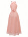 Peach 1940s Halter Cutout Button-Front Maxi Dress | vintage dress, retro fashion, elegant style - perfect for retro fashion enthusiasts