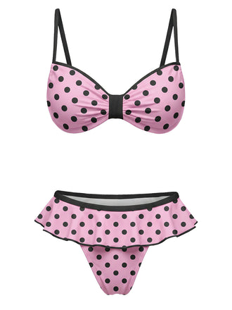 Peach-Pink-1940s-Polka-Dot-Swimsuit, vintage, retro, swimwear