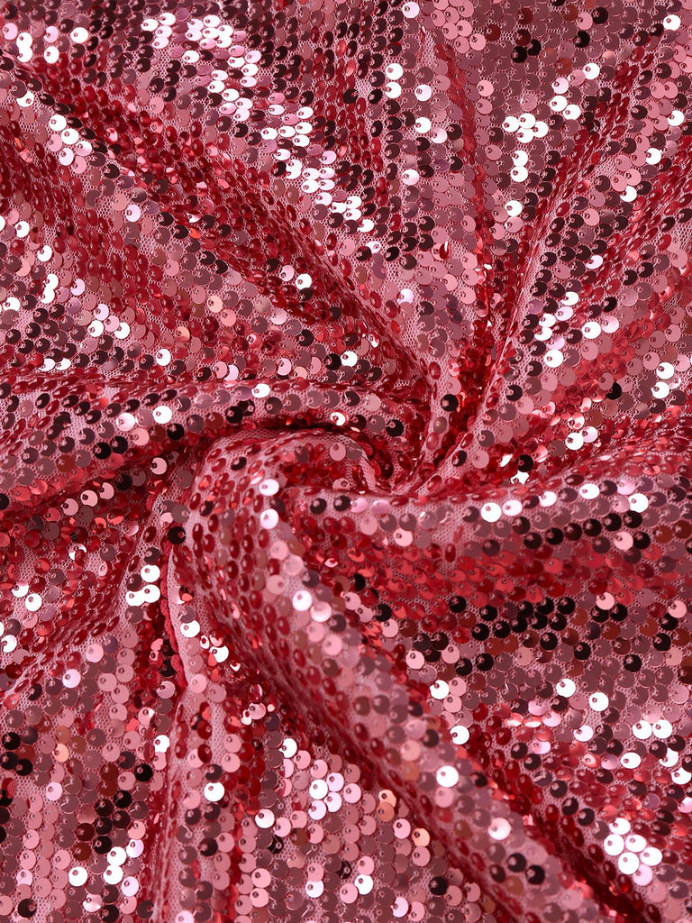 Pink 1920s Sequin Cap-Sleeve High Slit Maxi Dress - vintage dress, retro fashion, Gatsby party