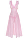 Pink 1930s 3D Floral Sheer Mesh Lace Lingerie Set - vintage fashion, retro style