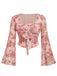 Pink 1930s Floral Square Neck Bell Sleeve 2PCS, vintage fashion, retro style - perfect for women who love vintage and retro fashion