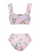 Pink 1930s Handmade 3D Flower Pleated Swimsuit: 1930s Riviera elegance, reimagined for her