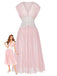 Pink 1930s Mesh Pleated Lace Waist Robe - vintage fashion, retro style