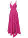 Pink 1930s V-Neck Ruffled Irregular Slit Dress, vintage dress, retro fashion - perfect for women who love vintage and retro fashion