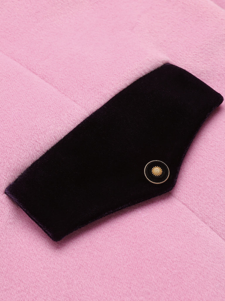 Pink 1930s Velvet Patchwork Button Coat - vintage fashion, retro style