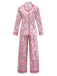 Pink 1940s Christmas Candy Cane Long Pajama Set - vintage fashion, retro style