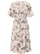 [Plus Size] Pink 1940s Floral Print Short Sleeve Cinched Waist Dress, vintage dress, retro fashion, floral print - perfect for women who love vintage and retro fashion