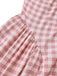 Pink 1940s Gingham V-Neck Sleeveless Flared Maxi Dress: beautiful vintage dress, retro fashion, elegant style with timeless appeal