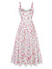 Pink 1940s Rose Strap Lace Patchwork Dress - vintage dress, retro fashion