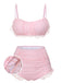 She's wearing Pink 1940s Spaghetti Strap Mesh Plaids Swimsuit and the whole beach remembers the 1940s