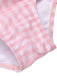 Pink 1940s Spaghetti Strap Mesh Plaids Swimsuit: 1940s Riviera elegance, reimagined for her