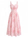Pink 1940s Square Neck Belted Sweet Holiday Dress, vintage dress, retro fashion - perfect for women who love vintage and retro fashion