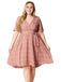 [Plus Size] Pink 1940s V-Neck Floral Pocketed Wrap Dress - vintage dress, retro fashion, floral print for vintage lovers