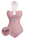 Pink 1940s Vintage One Piece Swimsuit, vintage swimsuit, pin-up swimwear - perfect for women who love vintage and retro fashion
