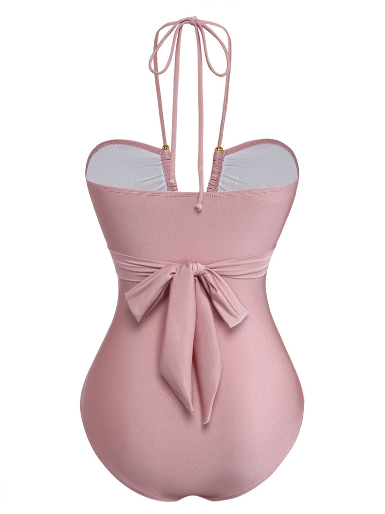 Pink 1940s Vintage One Piece Swimsuit, vintage swimsuit, pin-up swimwear - perfect for women who love vintage and retro fashion