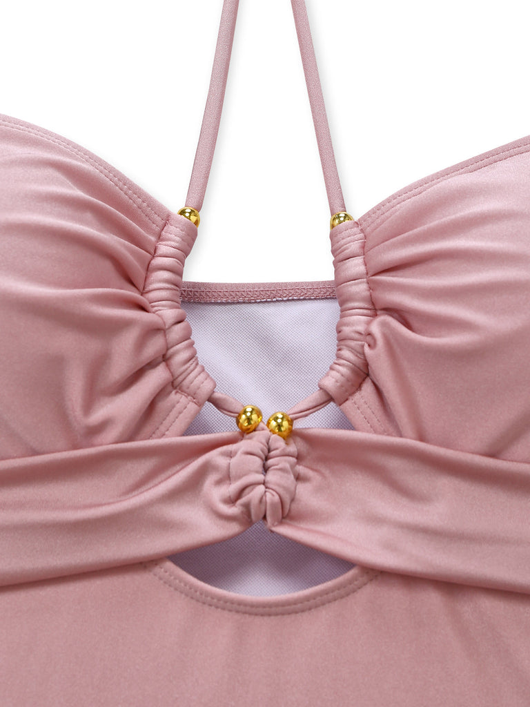 Pink 1940s Vintage One Piece Swimsuit, vintage swimsuit, pin-up swimwear - perfect for women who love vintage and retro fashion