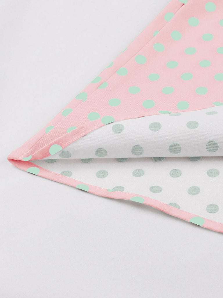 Pink 1950s Blue Polka Dot Lapel Dress — a 1950s silhouette that turns sidewalks into runways