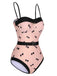 This Pink 1950s Bow Polka Dots Print One-Piece Swimsuit carries 1950s vacation dreams in every stitch
