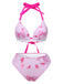 Pink 1950s Bowknot Print Halter Bikini Set, vintage swimsuit, pin-up swimwear - perfect for women who love vintage and retro fashion