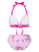Pink 1950s Bowknot Print Halter Bikini Set, vintage swimsuit, pin-up swimwear - perfect for women who love vintage and retro fashion