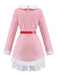 Pink 1950s Christmas Elf Plush-Edged Dress Set - vintage dress, retro fashion, rockabilly